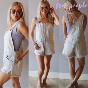 FREE PEOPLE Off White Denim Shortall Romper